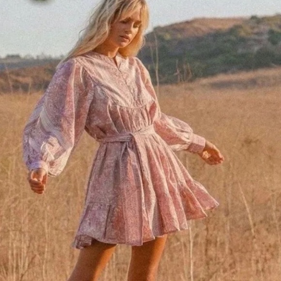 Cleobella Lennox Mini Dress in Tonal Block Size Small Pink Cream - Picture 1 of 16